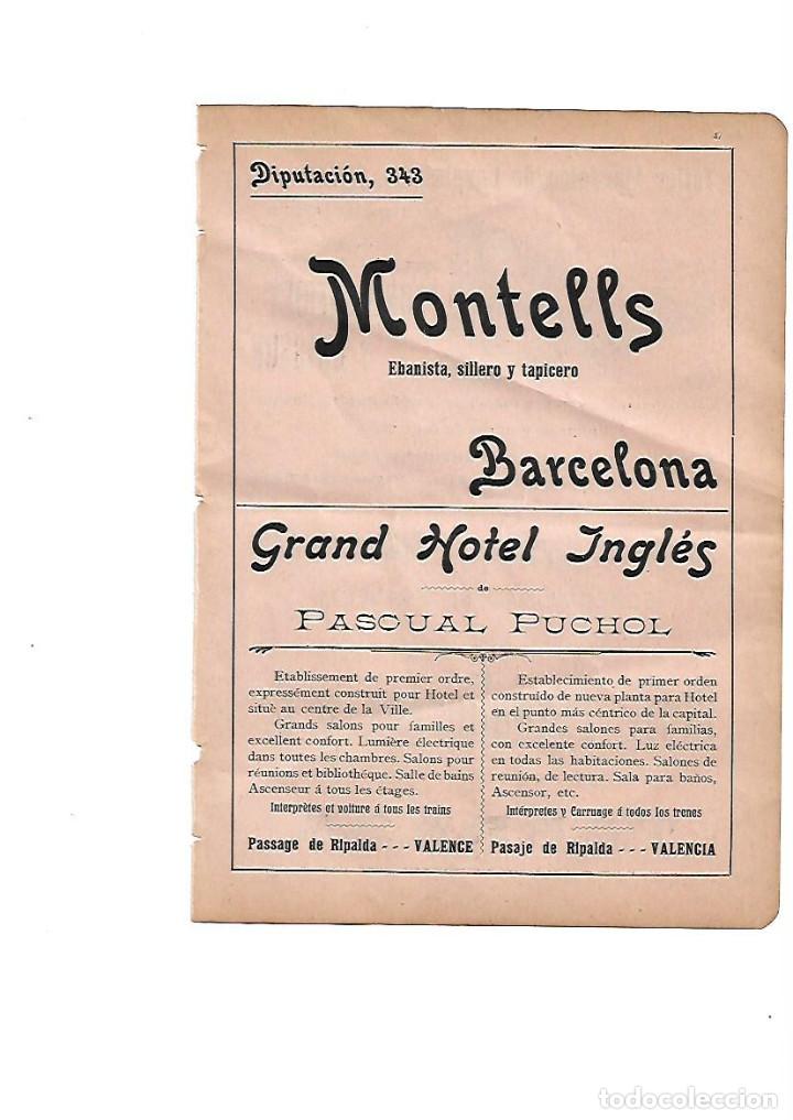 Collectionnisme: A&Ntilde;O 1910 PUBLICIDAD EBANISTERIA MONTELLS GRAND HOTEL INGLES PASCUAL PUCHOL VALENCIA