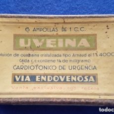 Coleccionismo: :::: H98 - ANTIGUA CAJA DE UVEINA - 6 AMPOLLAS - CARDIOTONICO DE URGENCIA - VIA ENDOVENOSA