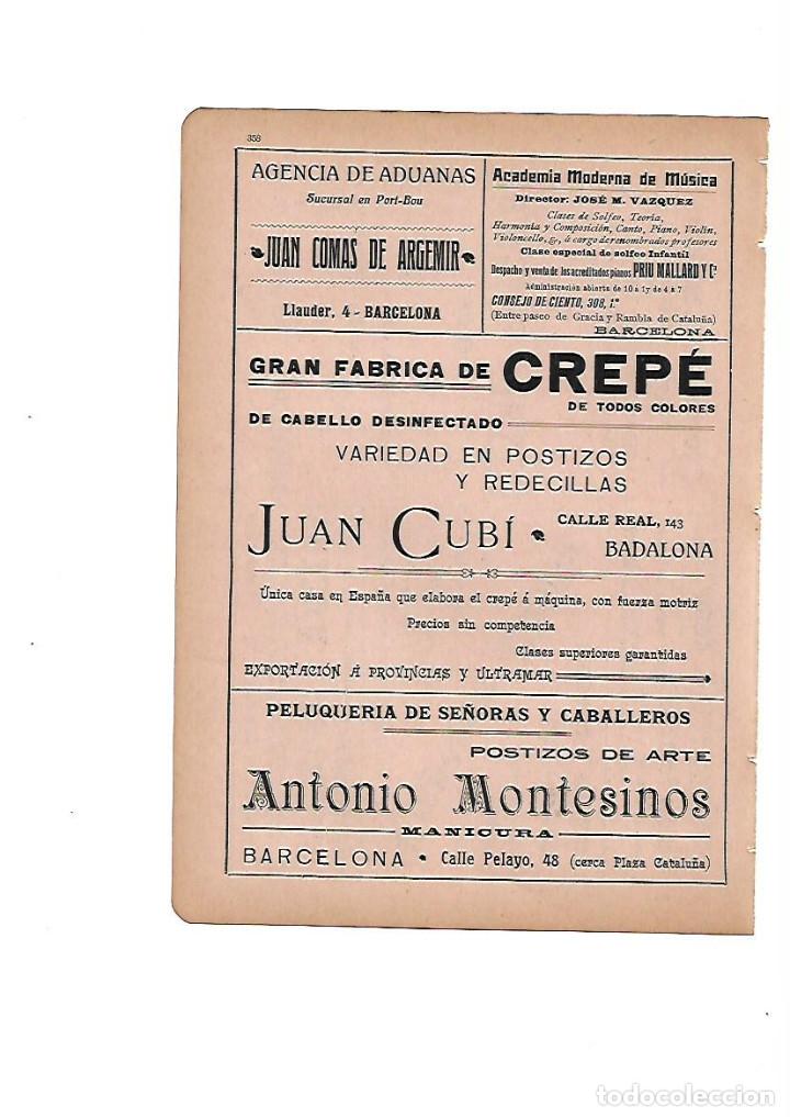 Coleccionismo: A&Ntilde;O 1910 PUBLICIDAD FABRICA CREPE JUAN CUBI BADALONA PELUQUERIA ANTONIO MONTESINOS POSTIZOS MANICURA