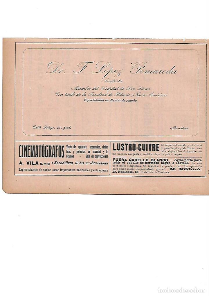 Collectionnisme: A&Ntilde;O 1910 PUBLICIDAD DENTISTA LOPEZ POMAREDA CINEMATOGRAFOS VILA LUSTRO CUIVRE TINTE NOLLA
