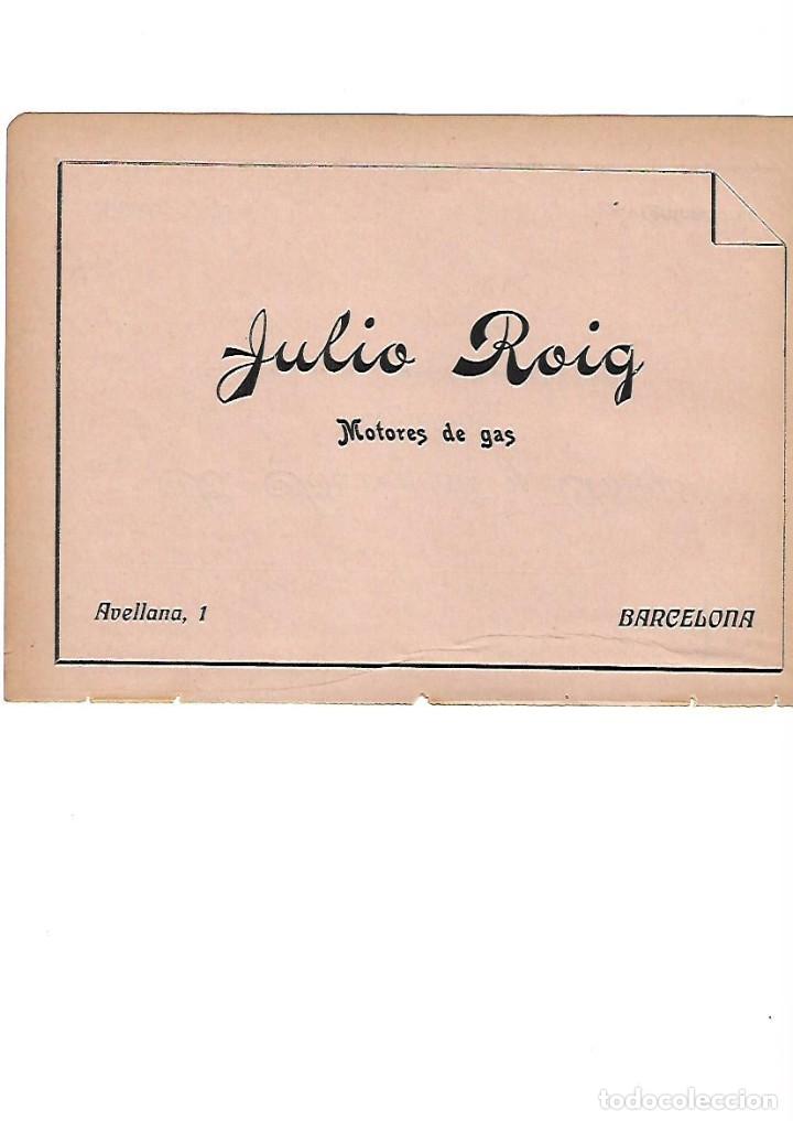 Collectionnisme: A&Ntilde;O 1910 PUBLICIDAD JULIO ROIG MOTORES DE GAS B BASSEGODA Y AMIGO ARQUITECTO BARCELONA