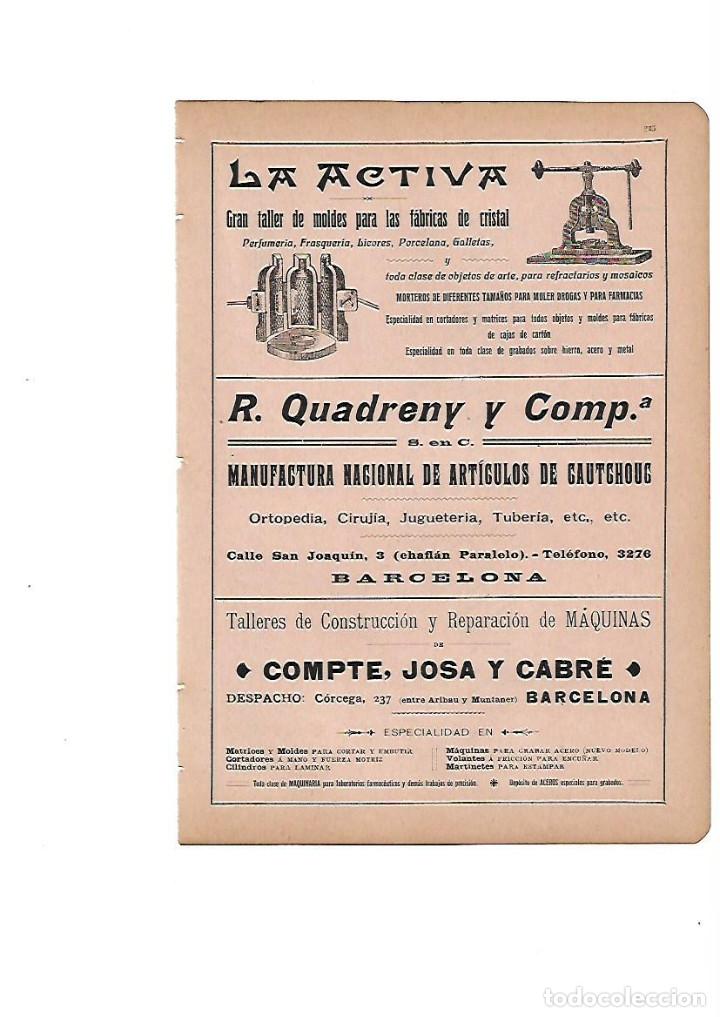 Coleccionismo: A&Ntilde;O 1910 PUBLICIDAD LA ACTIVA MOLDES CRISTAL R QUADRENY GAUTGHOUG COMPTE JOSA Y CABRE MAQUINA TALLER