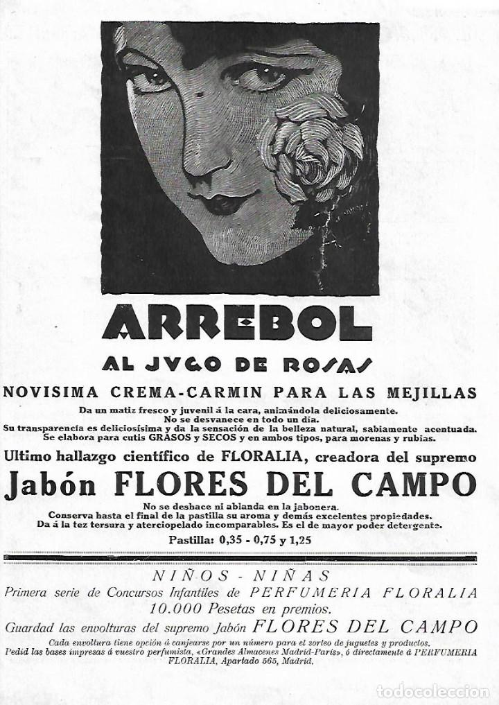 Collecting paper: A&Ntilde;O 1928 RECORTE PRENSA PUBLICIDAD COSMETICA ARREBOL CREMA CARMIN MEJILLAS PERFUMERIA FLORALIA