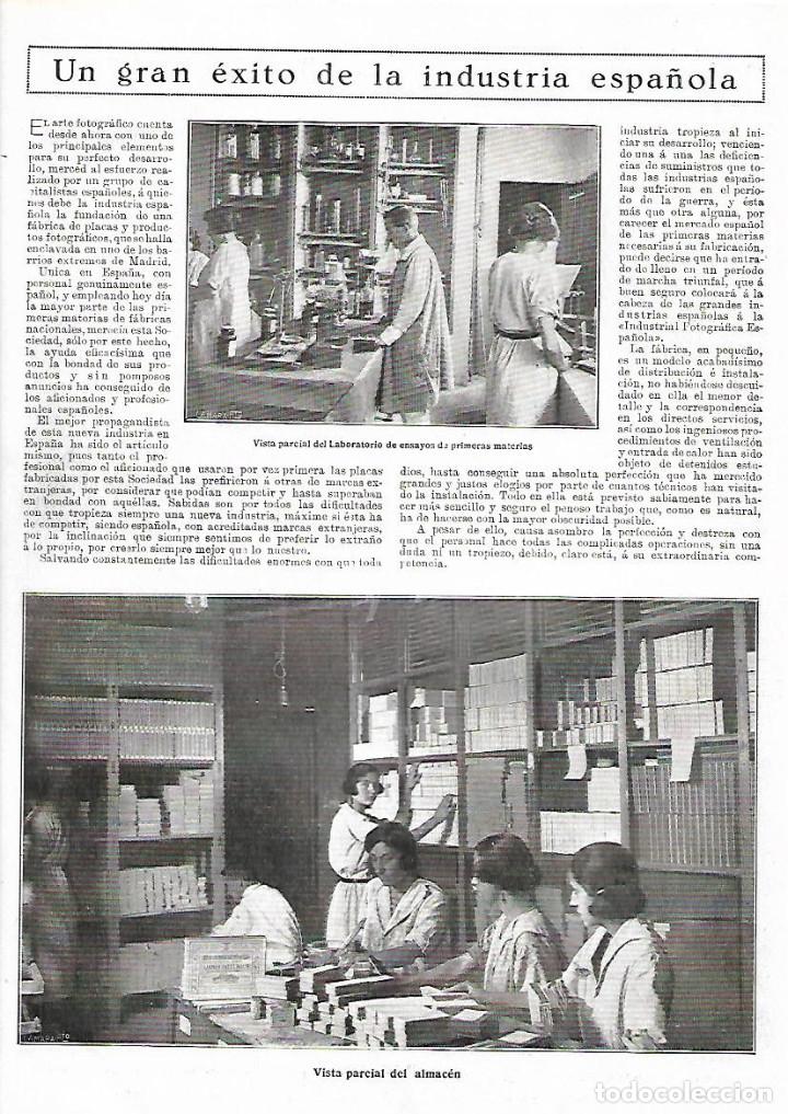 Collezionismo: A&Ntilde;O 1922 RECORTE PRENSA FABRICA PLACAS FOTOGRAFICAS MADRID FOTOGRAFIA EXITO INDUSTRIA ESPA&Ntilde;OLA