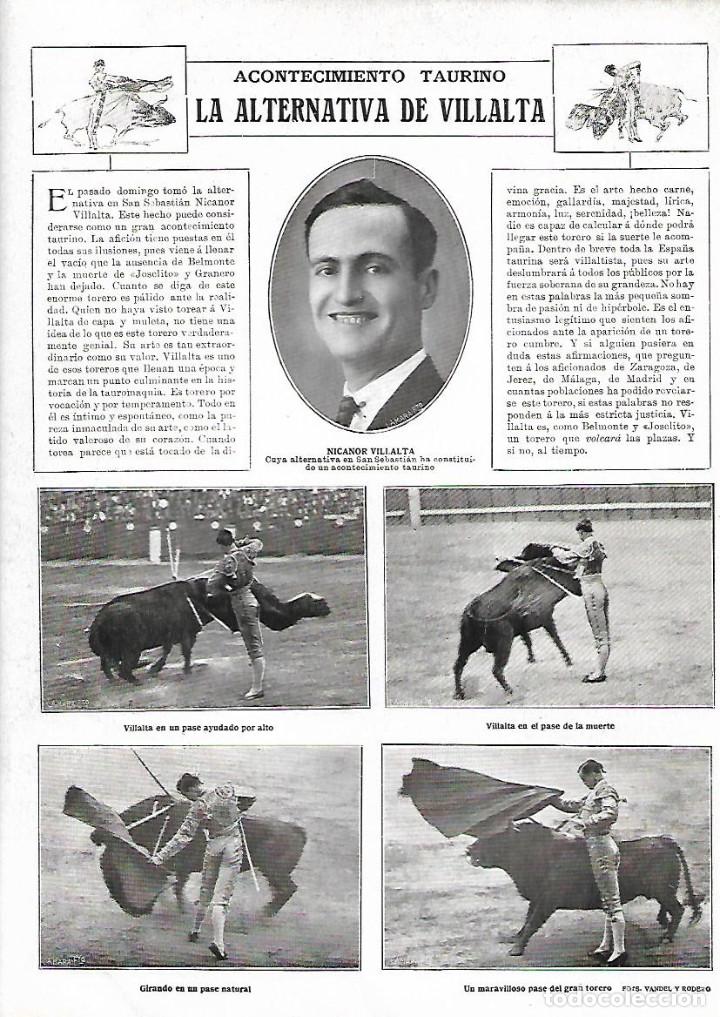 Coleccionismo: A&Ntilde;O 1922 RECORTE PRENSA TOROS LA ALTERNATIVA DEL TORERO NICANOR VILLALTA EN SAN SEBASTIAN