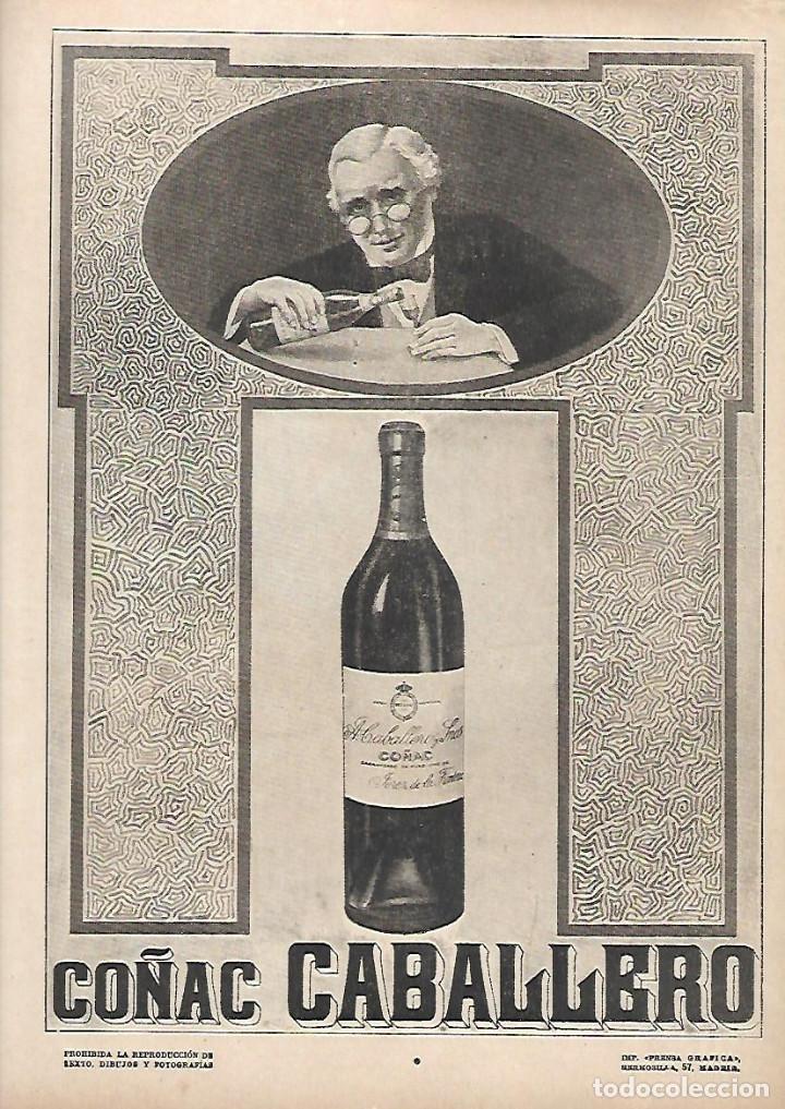 Colecionismo: A&Ntilde;O 1922 RECORTE PRENSA PUBLICIDAD BEBIDAS CO&Ntilde;AC CABALLERO