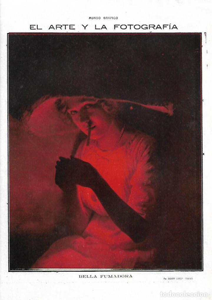 Collecting paper: A&Ntilde;O 1913 RECORTE PRENSA ARTE Y FOTOGRAFIA BELLA FUMADORA FOTO DOVER STREET STUDIOS