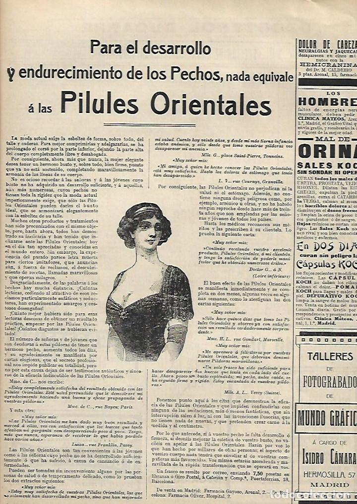 Collectionnisme: A&Ntilde;O 1913 RECORTE PRENSA PUBLICIDAD PILULES ORIENTALES ENDURECIMIENTO DE LOS PECHOS