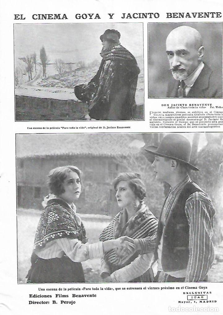 Coleccionismo: A&Ntilde;O 1924 RECORTE PRENSA CINE EL CINEMA GOYA Y JACINTO BENAVENTE PELICULA PARA TODA LA VIDA  FILMS