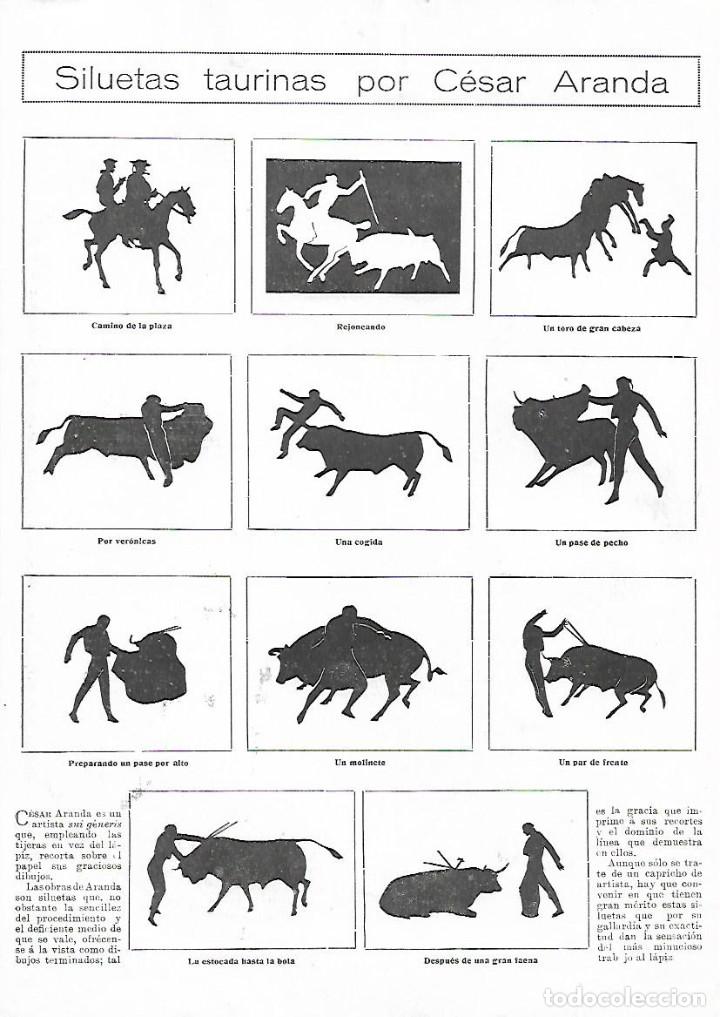 Coleccionismo: A&Ntilde;O 1924 RECORTE PRENSA DIBUJO SILUETAS TAURINAS CESAR ARANDA TOROS TOREO