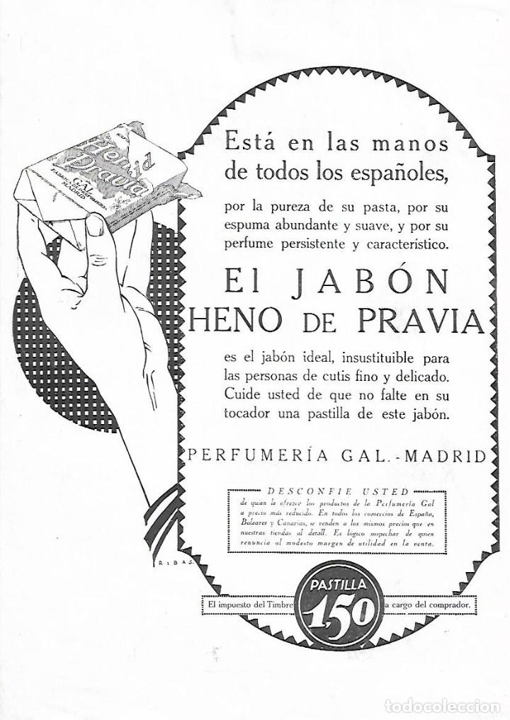 Collectionnisme: A&Ntilde;O 1924 RECORTE PRENSA PUBLICIDAD PASTILLA DE JABON HENO DE PRAVIA PERFUMERIA GAL MADRID