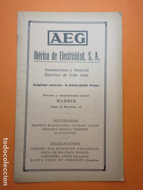 Coleccionismo: PUBLICIDAD 1929 - AEG IBERIA DE ELECTRICIDAD