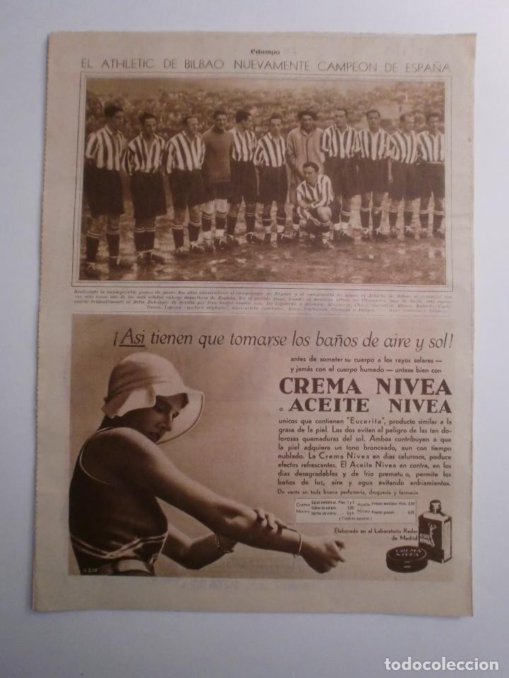 Coleccionismo: EL ATHLETIC DE BILBAO CAMPEON DE ESPA&Ntilde;A - 27/06/1931 CREMA Y ACEITE NIVEA