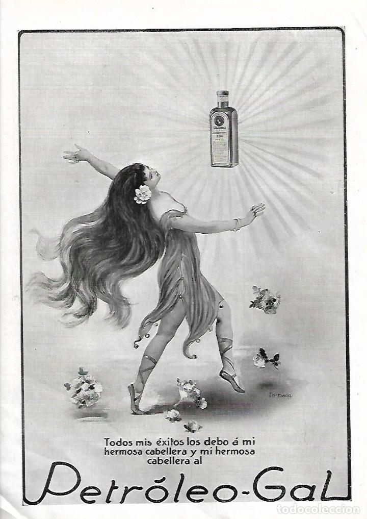 Collecting paper: A&Ntilde;O 1914 RECORTE PRENSA PUBLICIDAD PETROLEO GAL PARA EL CABELLO PERFUMERIA GAL