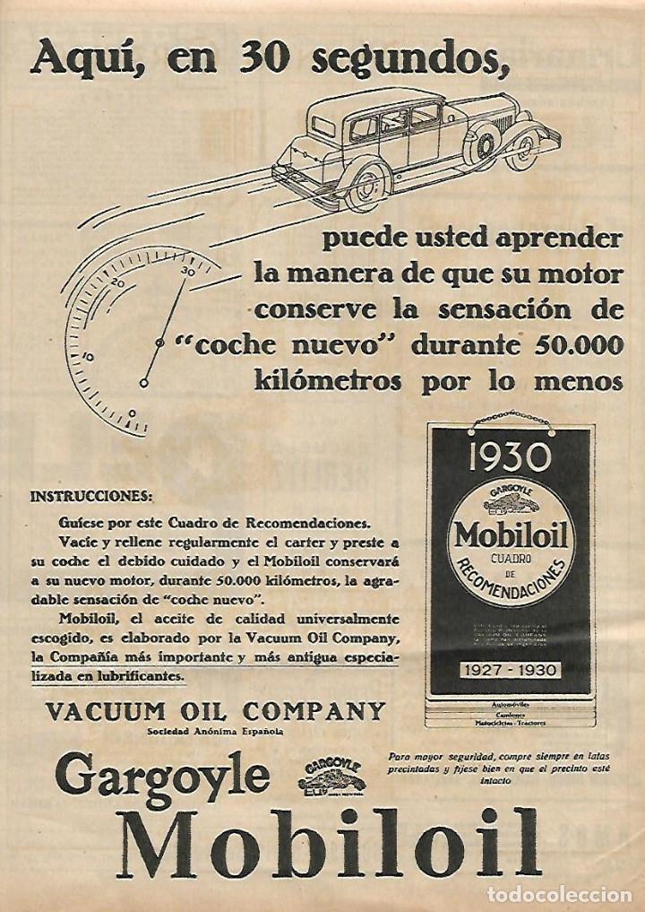 Collezionismo: A&Ntilde;O 1930 RECORTE PRENSA PUBLICIDAD GARGOYLE MOBILOIL ACEITE MOTOR AUTOMOVIL