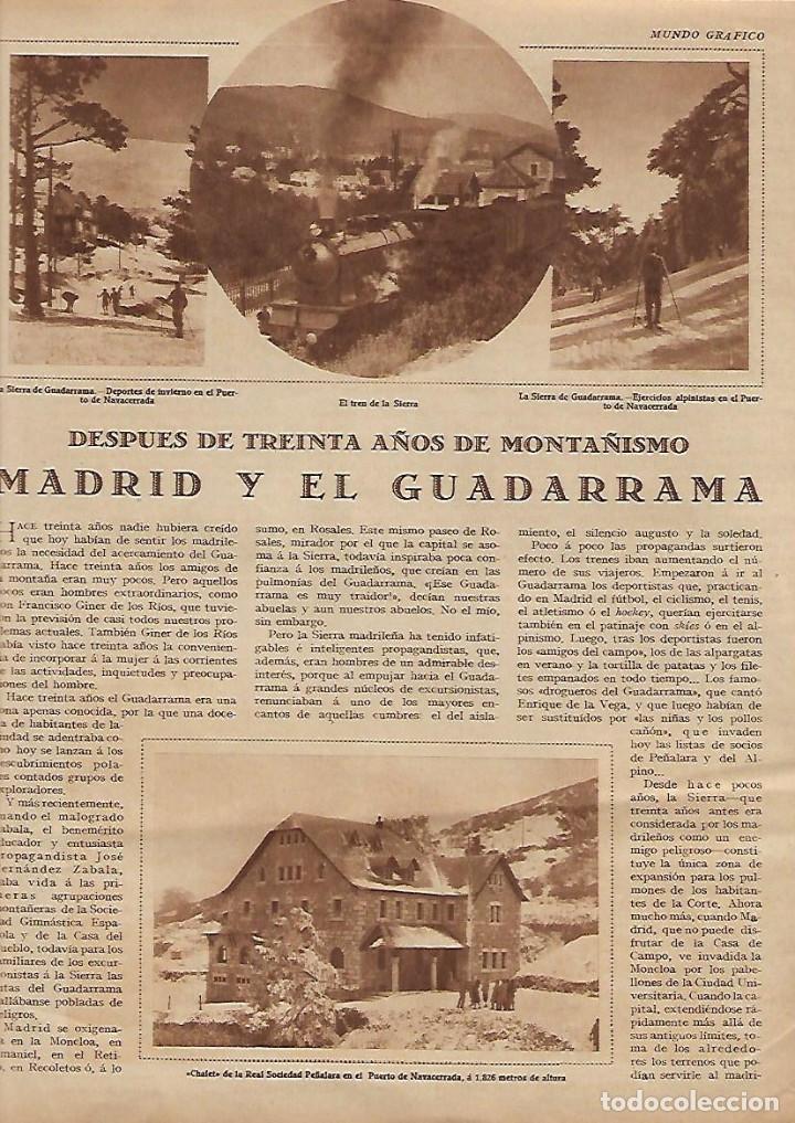Collectionnisme: A&Ntilde;O 1930 RECORTE PRENSA MONTA&Ntilde;ISMO GUADARRAMA MADRID CHALET REFUGIO PE&Ntilde;ALARA REFUGIO ZABALA FUENFRIA