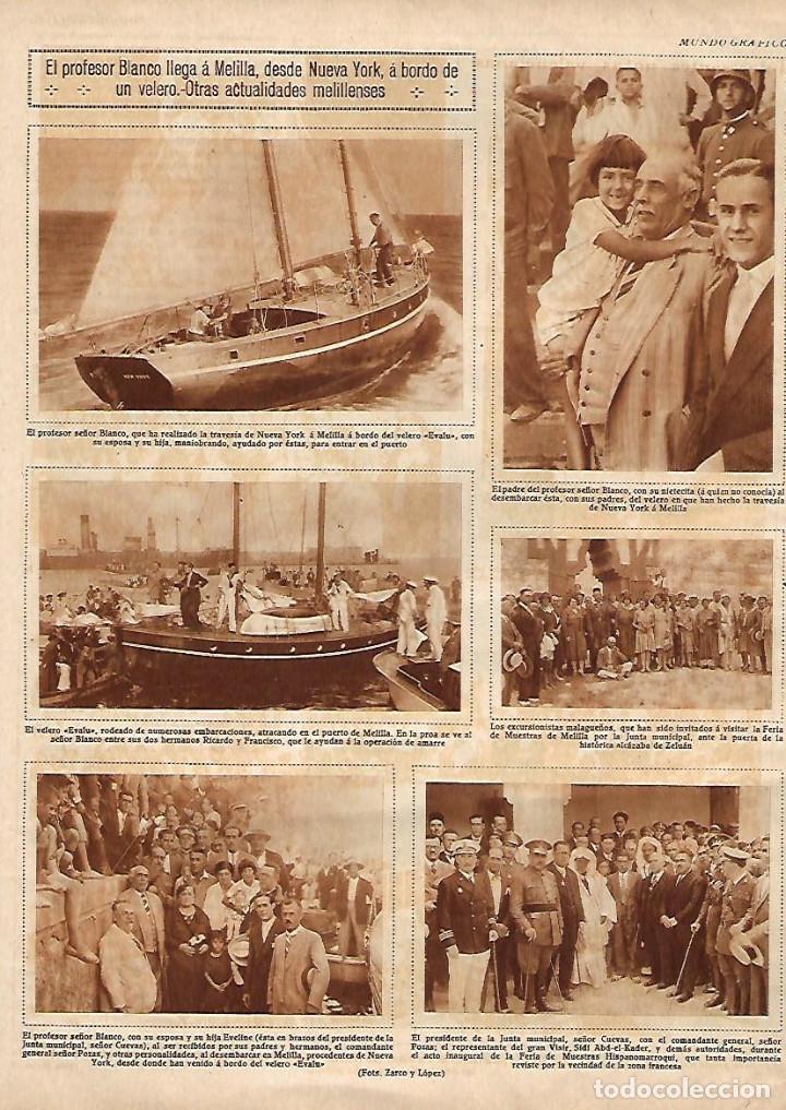 Collecting paper: A&Ntilde;O 1930 RECORTE PRENSA LLEGADA DEL PROFESOR BLANCO A MELILLA DESDE NUEVA YORK EN VELERO