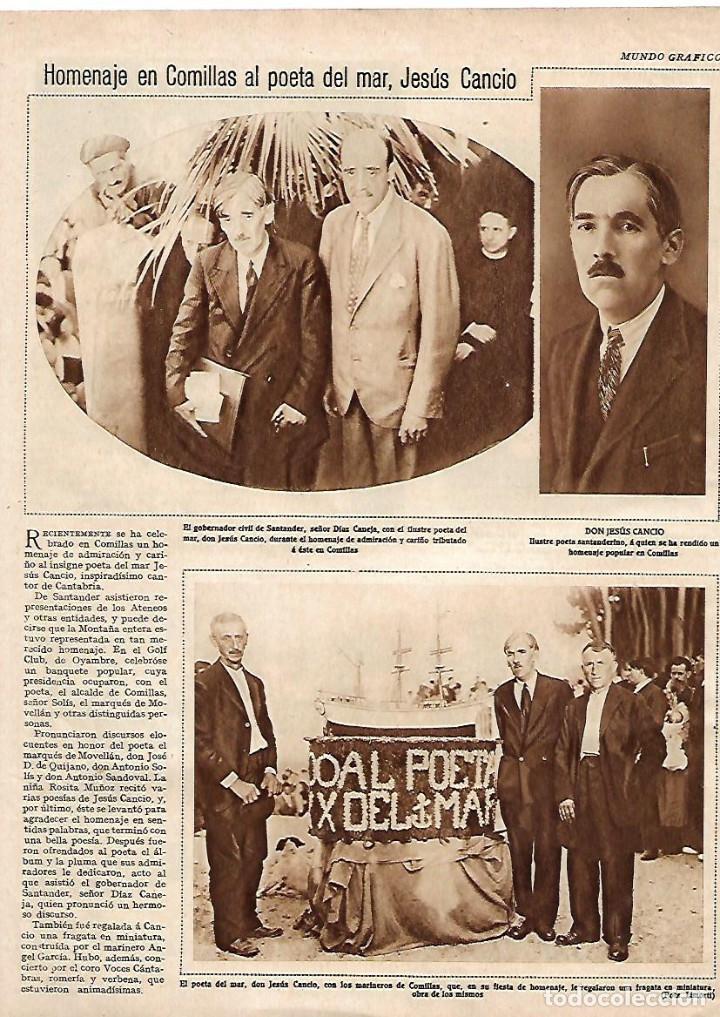 Coleccionismo: A&Ntilde;O 1930 RECORTE PRENSA HOMENAJE EN COMILLAS AL POETA DEL MAR JESUS CANCIO POESIA