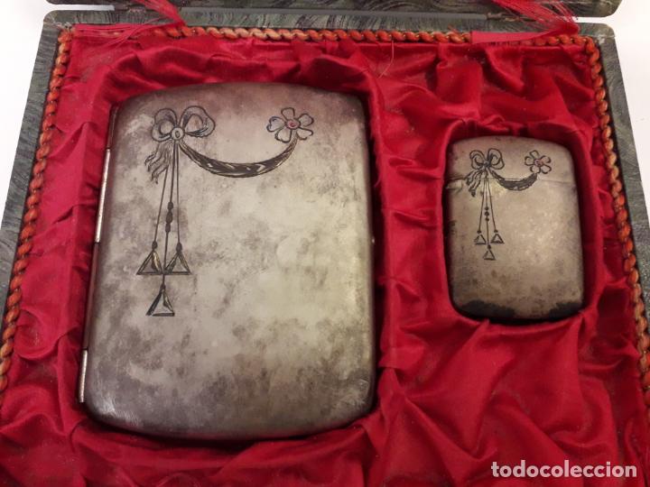 Coleccionismo: Pitillera y funda de mechero modernista. - Foto 3
