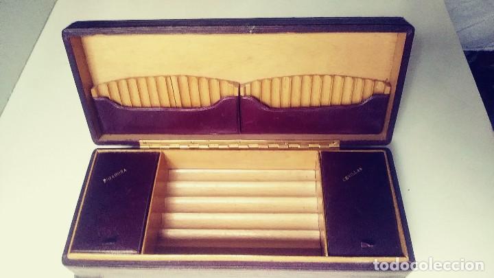 Coleccionismo: CAJA CIGARRERA DE MADERA FORRADA - Foto 6