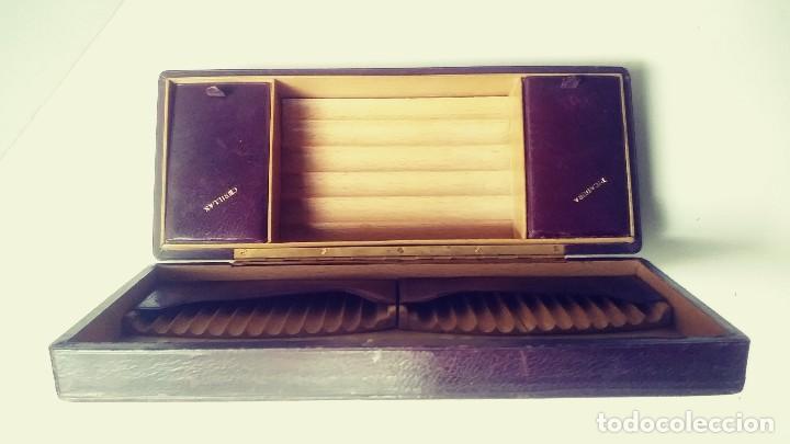 Coleccionismo: CAJA CIGARRERA DE MADERA FORRADA - Foto 9