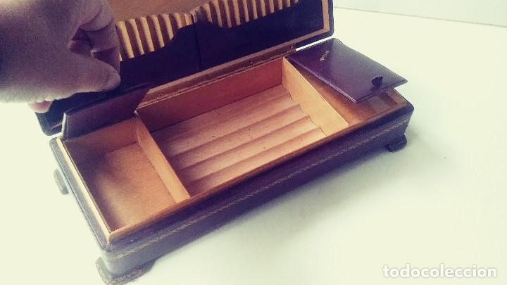 Coleccionismo: CAJA CIGARRERA DE MADERA FORRADA - Foto 22