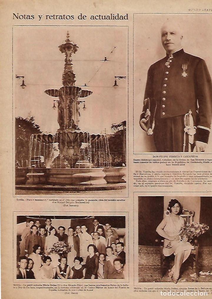 Collecting paper: A&Ntilde;O 1929 RECORTE PRENSA MELILLA MARIA IBA&Ntilde;EZ REINA DE LA BELLEZA CASINO MILITAR DE CLASES