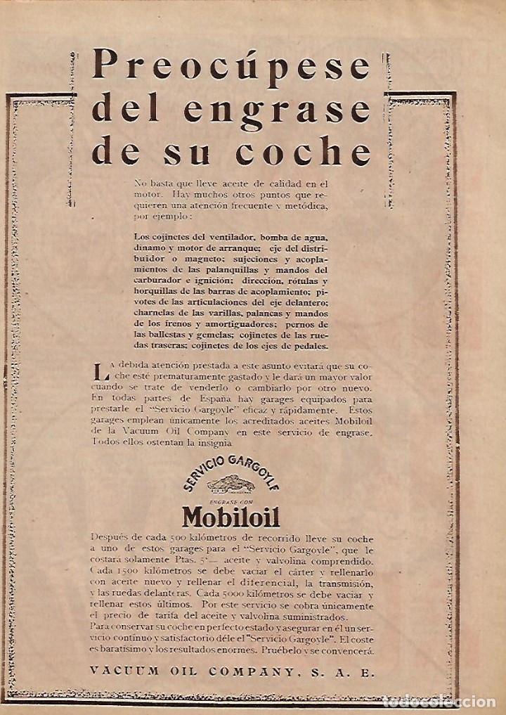 Collectionnisme: A&Ntilde;O 1929 RECORTE PRENSA PUBLICIDAD SERVICIO GARGOYLE ACEITE MOBILOIL MOTOR AUTOMOVIL