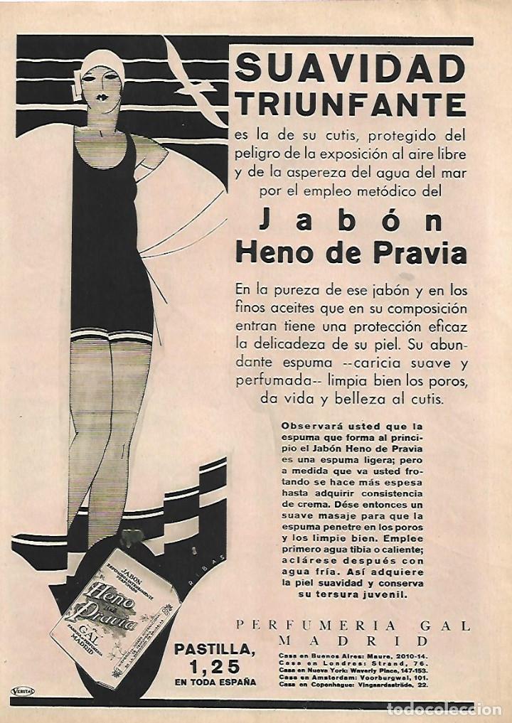 Collectionnisme: A&Ntilde;O 1929 RECORTE PRENSA PUBLICIDAD PASTILLA DE JABON HENO DE PRAVIA PERFUMERIA GAL