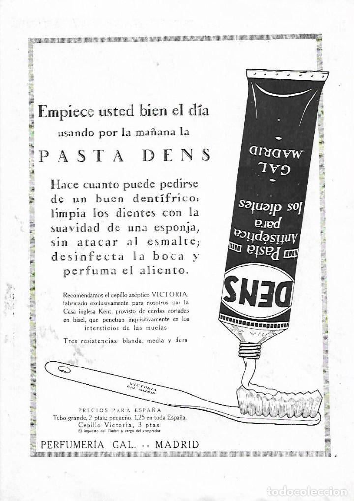 Collectionnisme: A&Ntilde;O 1927 RECORTE PRENSA PUBLICIDAD DENTIFRICO PASTA DENS CEPILLO DIENTES ASEPTICO VICTORIA