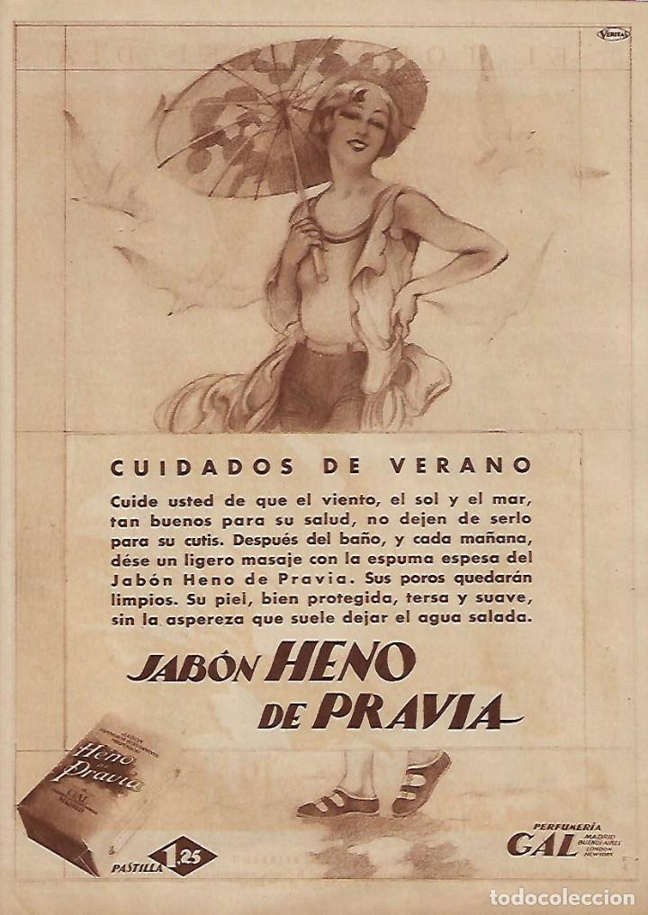 Collectionnisme: A&Ntilde;O 1930 RECORTE PRENSA PUBLICIDAD PASTILLA DE JABON HENO DE PRAVIA PERFUMERIA GAL