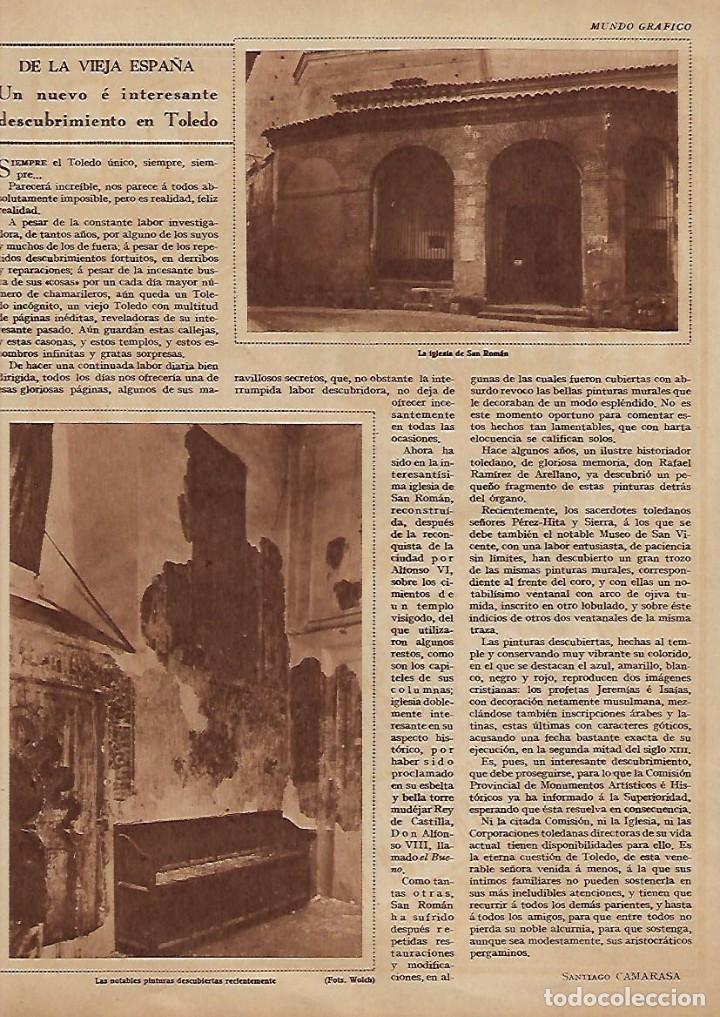 Colecionismo: A&Ntilde;O 1930 RECORTE PRENSA TOLEDO DESCUBRIMIENTO PINTURAS EN LA IGLESIA DE SAN ROMAN