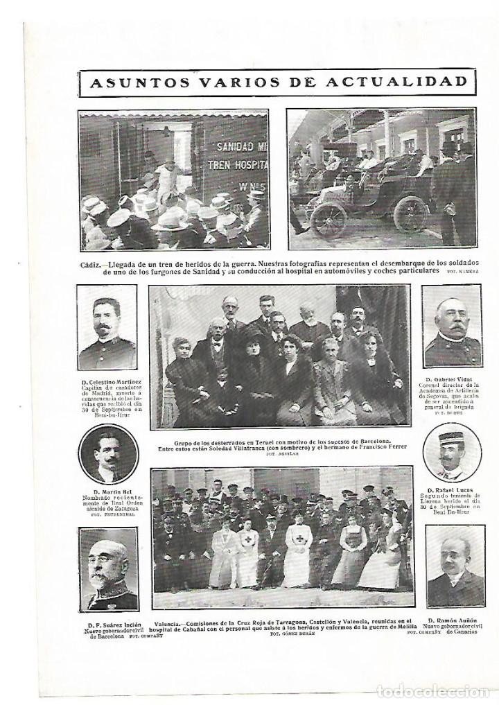 Colecionismo: A&Ntilde;O 1909 RECORTE PRENSA CADIZ LLEGADA EN TREN HERIDOS DE LA GUERRA FURGONES DE SANIDAD FERROCARRIL
