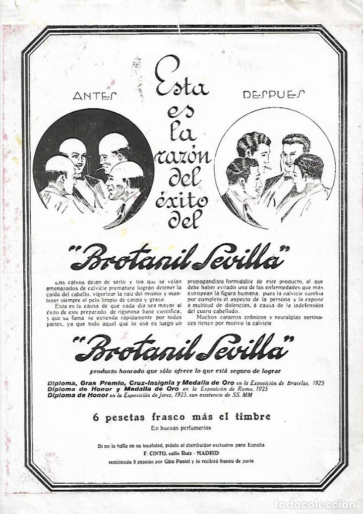 Coleccionismo: A&Ntilde;O 1927 RECORTE PRENSA PUBLICIDAD BROTANIL SEVILLA PARA EL PELO CALVICIE