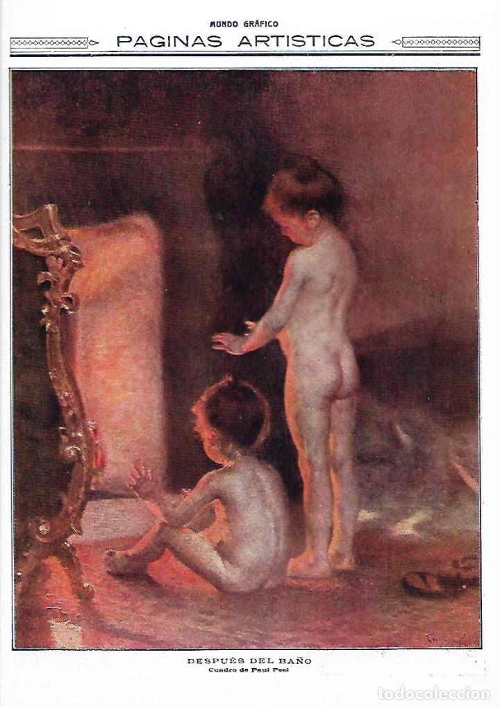 Collezionismo: A&Ntilde;O 1914 RECORTE PRENSA FOTOGRAFIA LAMINA REPRODUCCION PINTURA DESPUES DEL BA&Ntilde;O PAUL PEEL