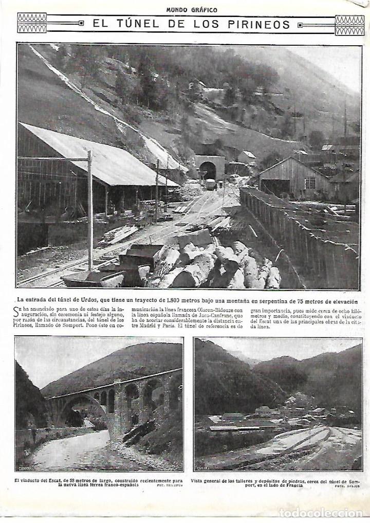 Collezionismo: A&Ntilde;O 1914 RECORTE PRENSA PIRINEOS TUNEL DE URDOS VIADUCTO ESCAT TUNEL DE SOMPORT