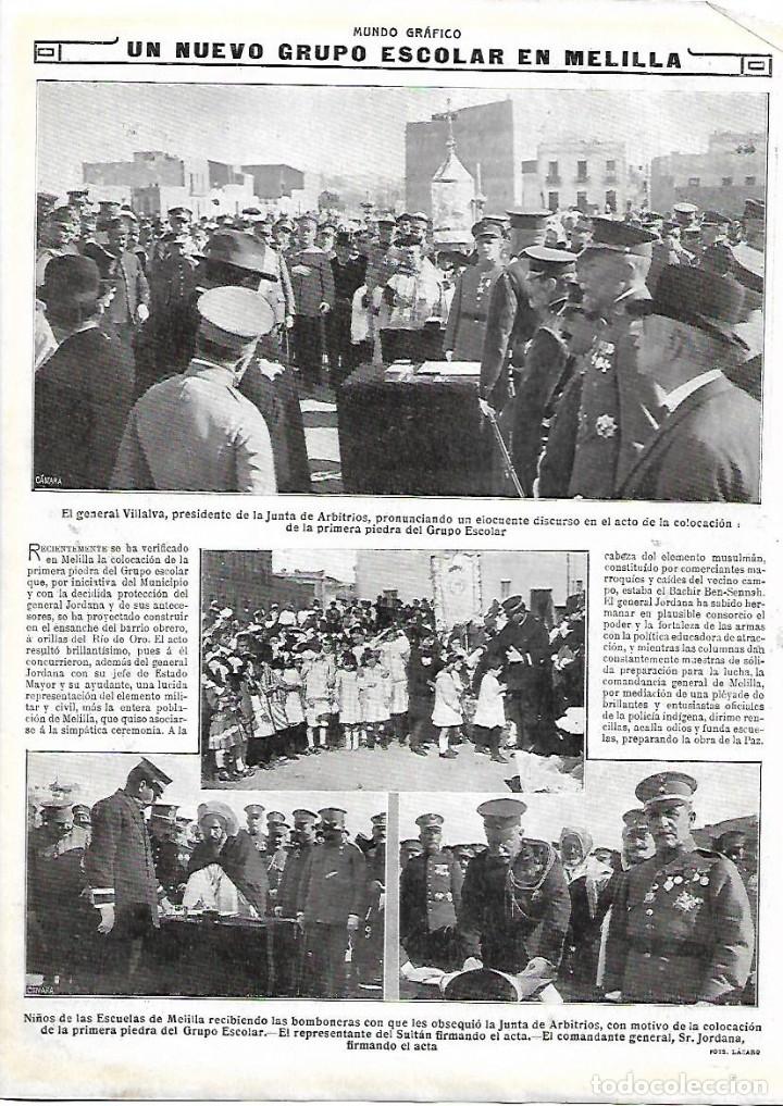 Collectionnisme: A&Ntilde;O 1915 RECORTE PRENSA MELILLA NUEVO GRUPO ESCOLAR ESCUELA GENERAL VILLALVA JUNTA DE ARBITRIOS