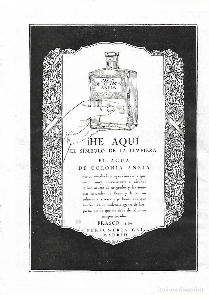 Coleccionismo: A&Ntilde;O 1922 RECORTE PRENSA PUBLICIDAD AGUA DE COLONIA A&Ntilde;EJA PERFUMERIA GAL MADRID