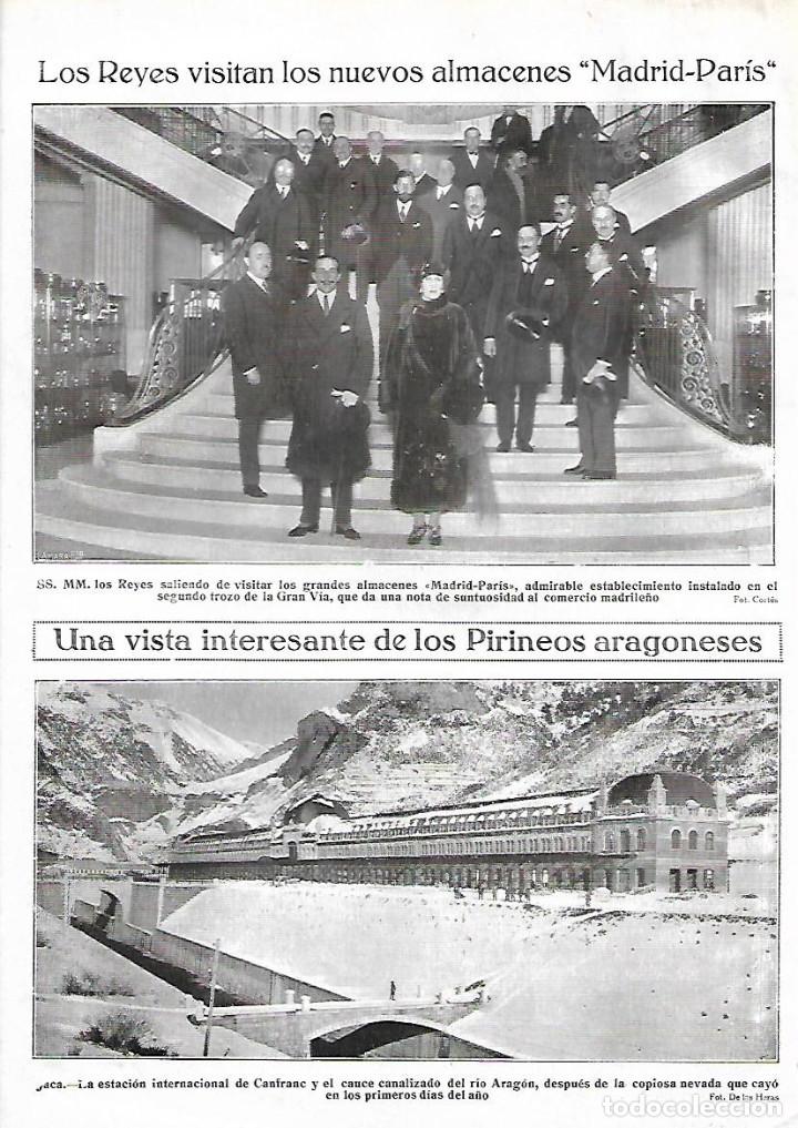 Collectionnisme: A&Ntilde;O 1924 RECORTE PRENSA VISITA REYES ALMACENES MADRID PARIS JACA ESTACION TREN DE CANFRANC