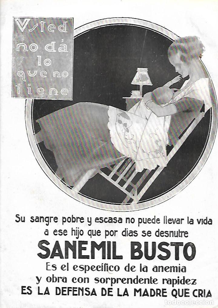 Collectionnisme: A&Ntilde;O 1924 RECORTE PRENSA PUBLICIDAD SANEMIL BUSTO ANEMIA
