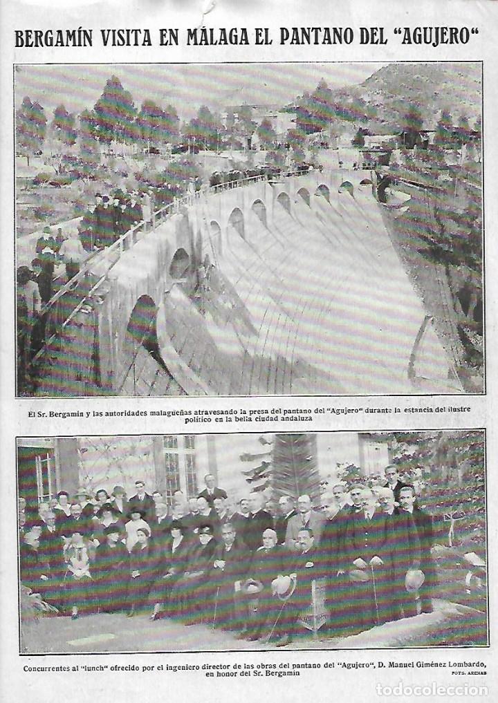 Collectionnisme: A&Ntilde;O 1923 RECORTE PRENSA BERGAMIN VISITA EN MALAGA EL PANTANO DEL AGUJERO