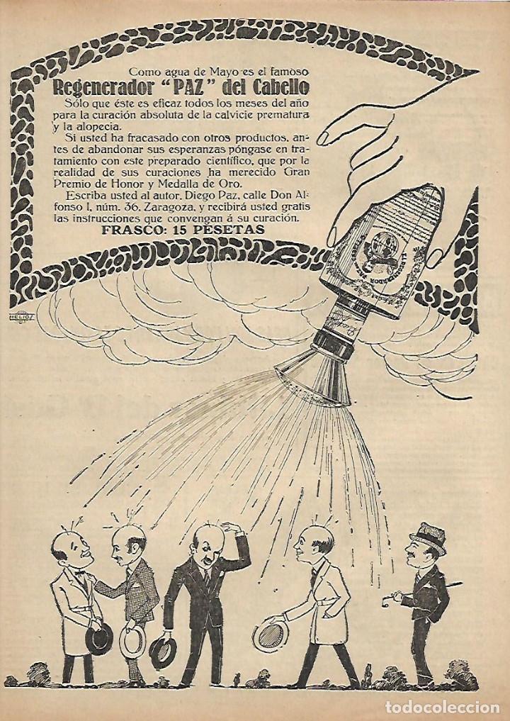 Collezionismo: A&Ntilde;O 1922 RECORTE PRENSA PUBLICIDAD REGENERADOR PAZ DEL CABELLO DIEGO PAZ ZARAGOZA