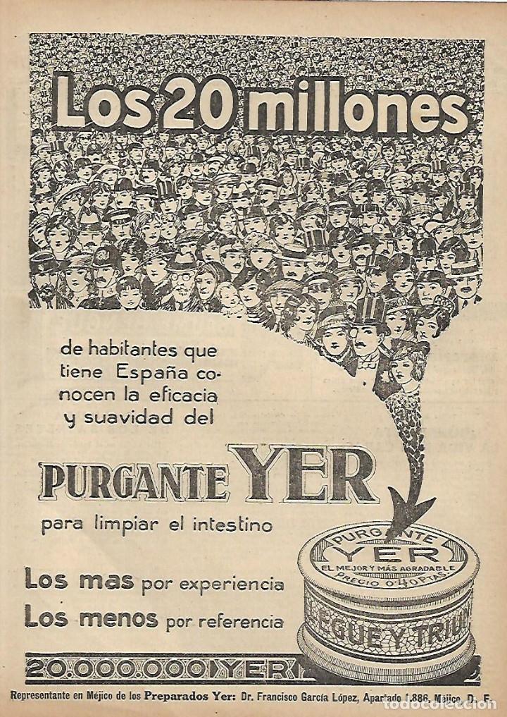 Collectionnisme: A&Ntilde;O 1922 RECORTE PRENSA PUBLICIDAD PURGANTE YER  PREPARADOS YER FRANCISCO GARCIA LOPEZ