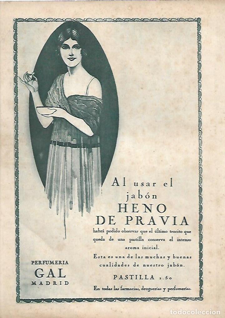 Collecting paper: A&Ntilde;O 1922 RECORTE PRENSA PUBLICIDAD PASTILLA DE JABON HENO DE PRAVIA PERFUMERIA GAL MADRID