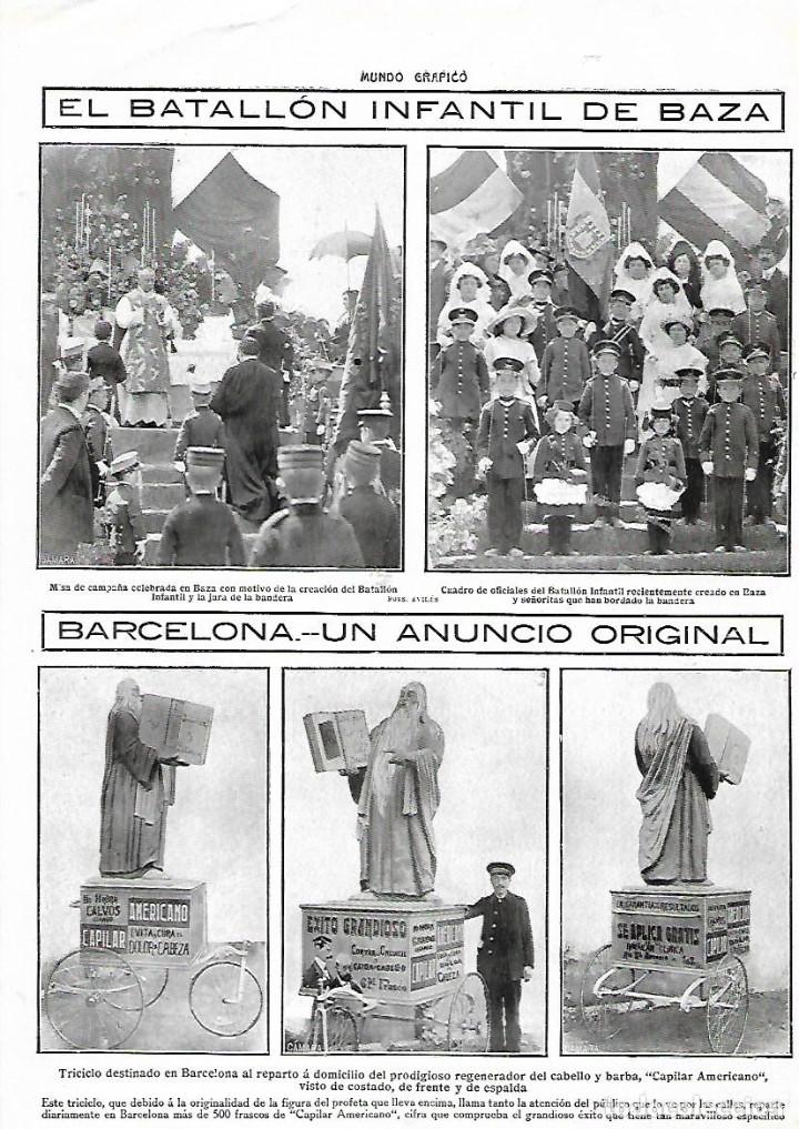 Coleccionismo: A&Ntilde;O 1913 RECORTE PRENSA BATALLON INFANTIL EXPLORADORES DE BAZA ANUNCIO TRICICLO CAPILAR AMERICANO