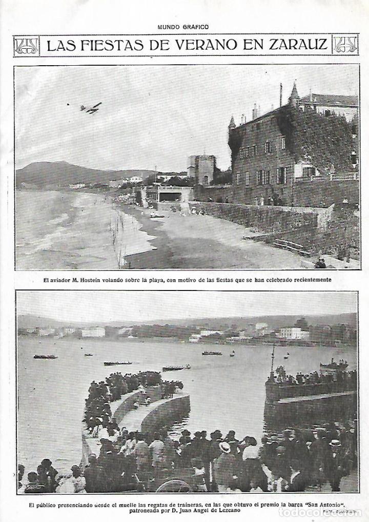 Collectionnisme: A&Ntilde;O 1920 RECORTE PRENSA FIESTAS DE VERANO ZARAUZ AVIADOR HOSTEIN REGATAS TRAINERAS SAN ANTONIO