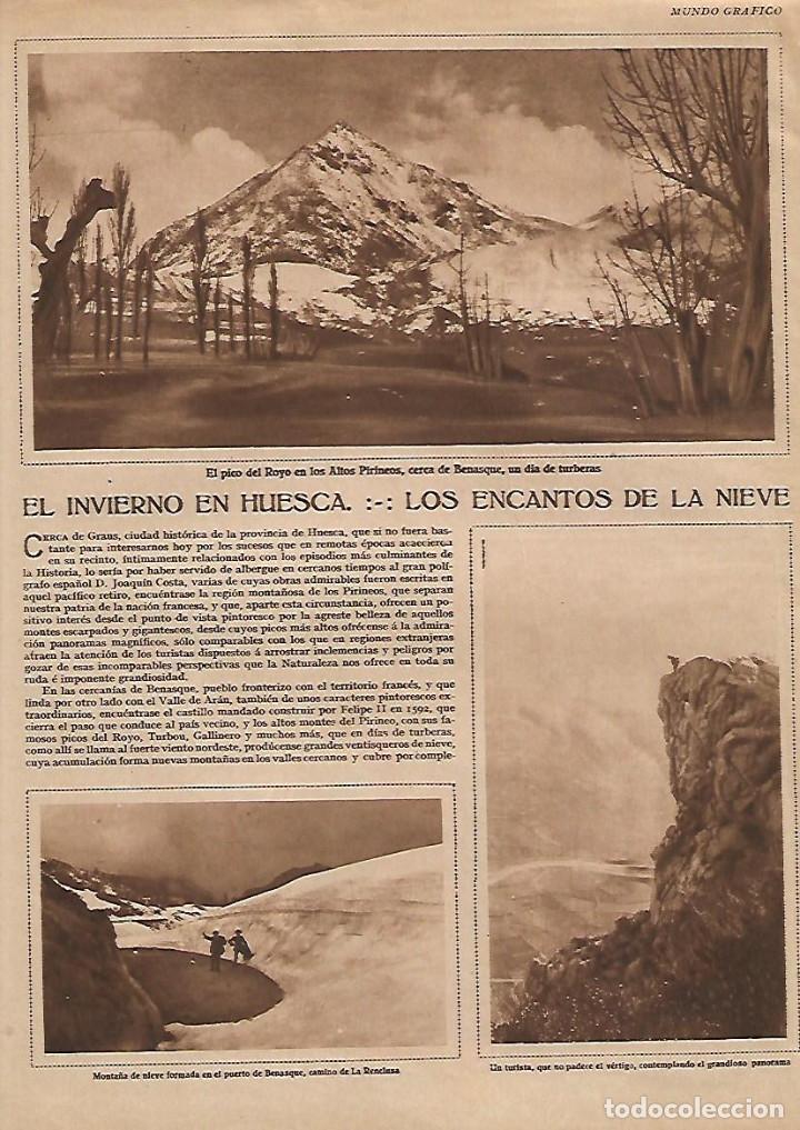 Collectionnisme: A&Ntilde;O 1928 RECORTE PRENSA HUESCA PICO EL ROYO BENASQUE PICO TURBON LIRI PICO GALLINERO