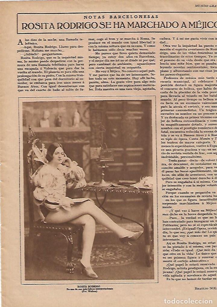 Collezionismo: A&Ntilde;O 1928 RECORTE PRENSA ROSITA RODRIGO ACTRIZ CANCIONISTA TEATRO VEDETTE SE MARCHA A MEJICO