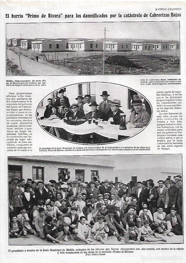 Collezionismo: A&Ntilde;O 1928 RECORTE PRENSA MELILLA EL BARRIO PRIMO DE RIVERA PARA LOS DAMNIFICADOS CABRERIZAS BAJAS