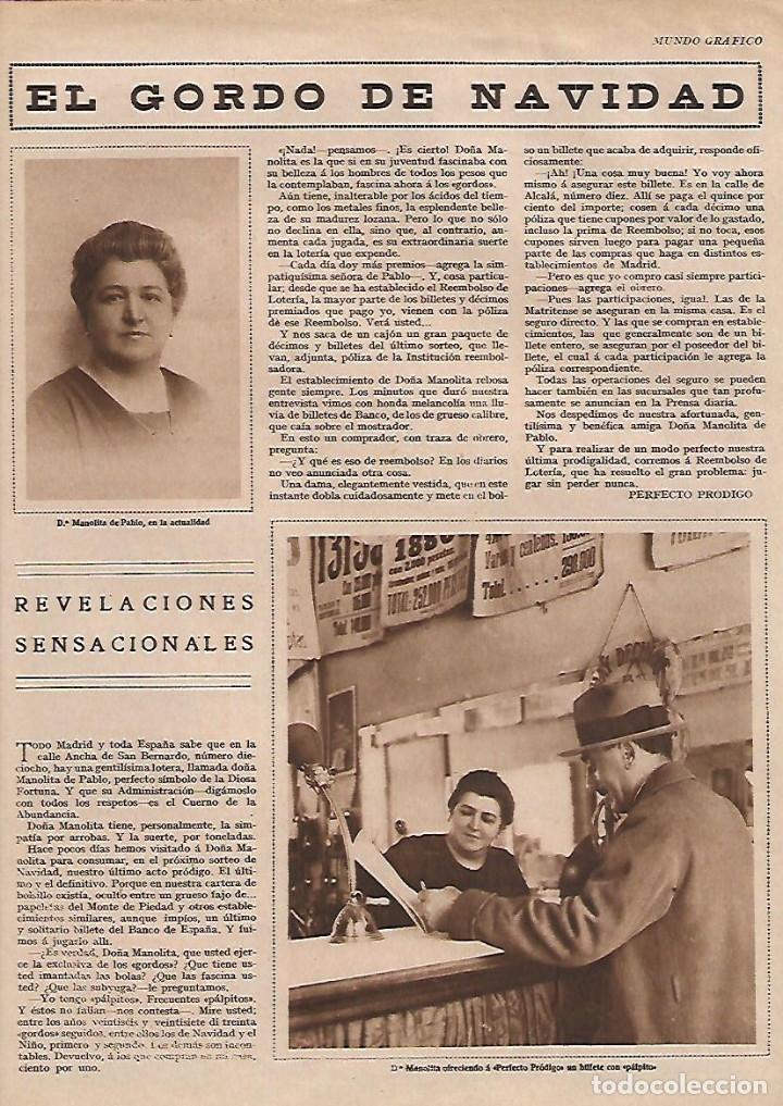 Collezionismo: A&Ntilde;O 1928 RECORTE PRENSA LA MANOLITA DE PABLO LOTERIA EL GORDO DE NAVIDAD ADMINISTRACION MADRID